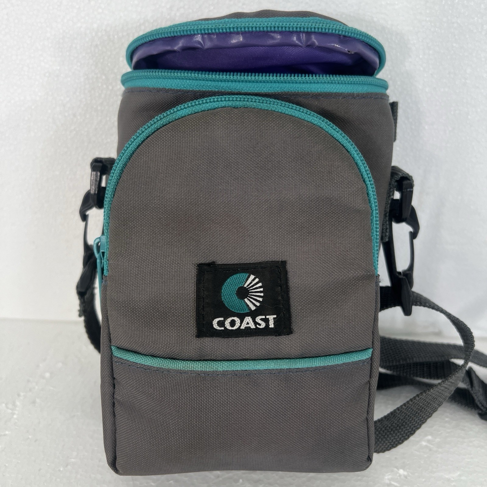 VTG Coast Camera Bag Shoulder Strap Black Blue Teal Accents Retro Case 2 Compart