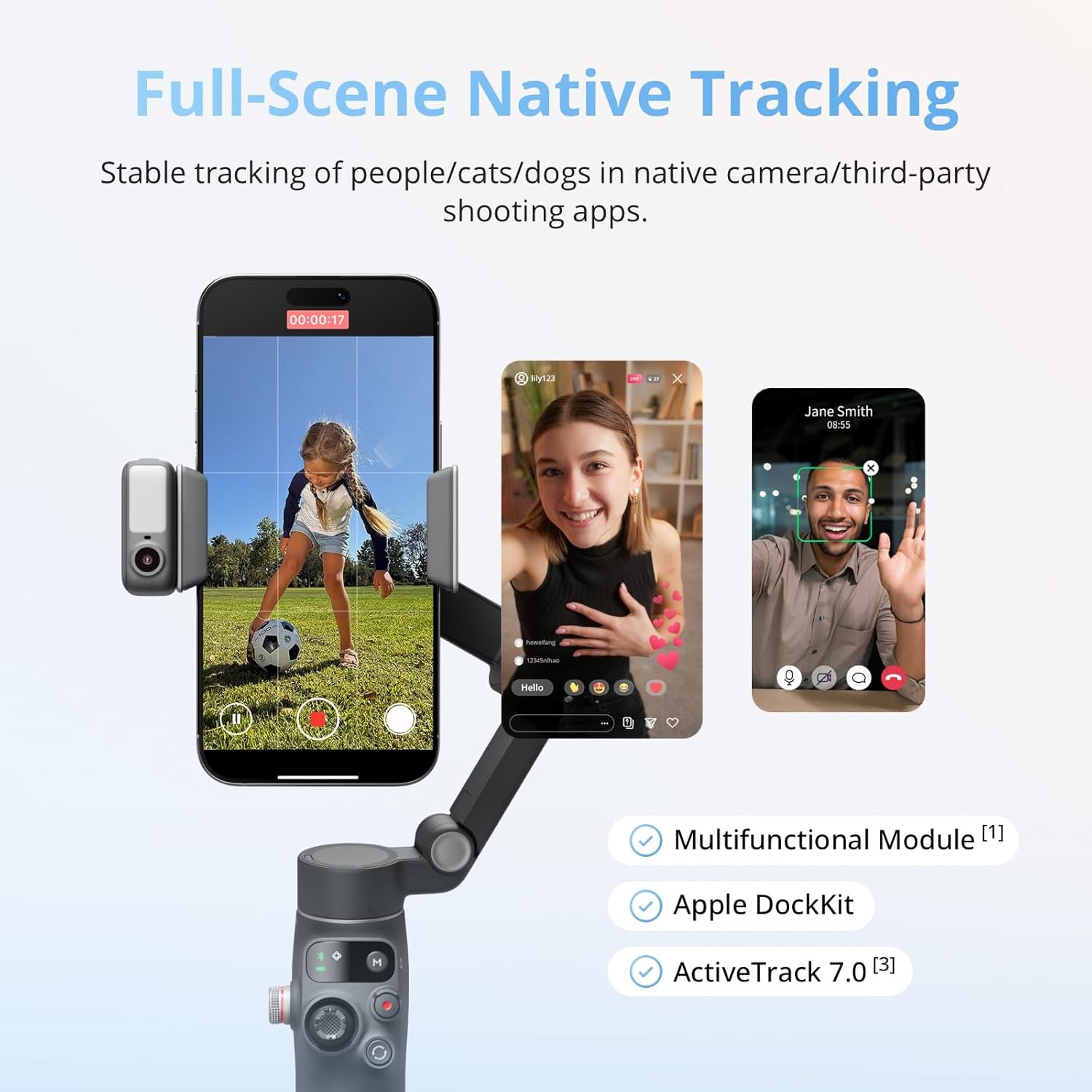 DJI Osmo Mobile 8 Smartphone Gimbal Stabilizer Tracking 360° Pan Rotation US