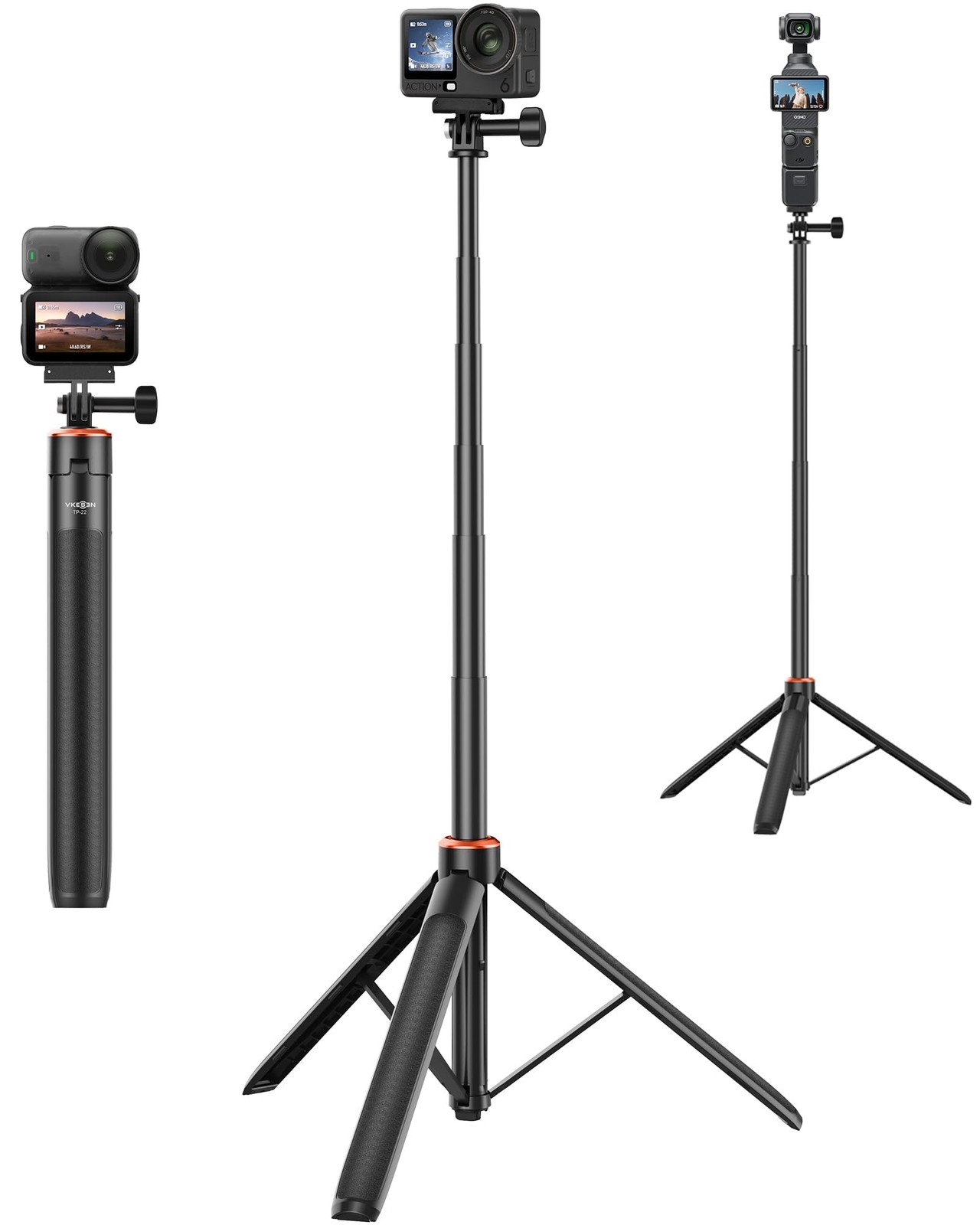 53″ Osmo Action 6 Selfie Stick Tripod for DJI Osmo Nano/Action 6, Compact Ext…