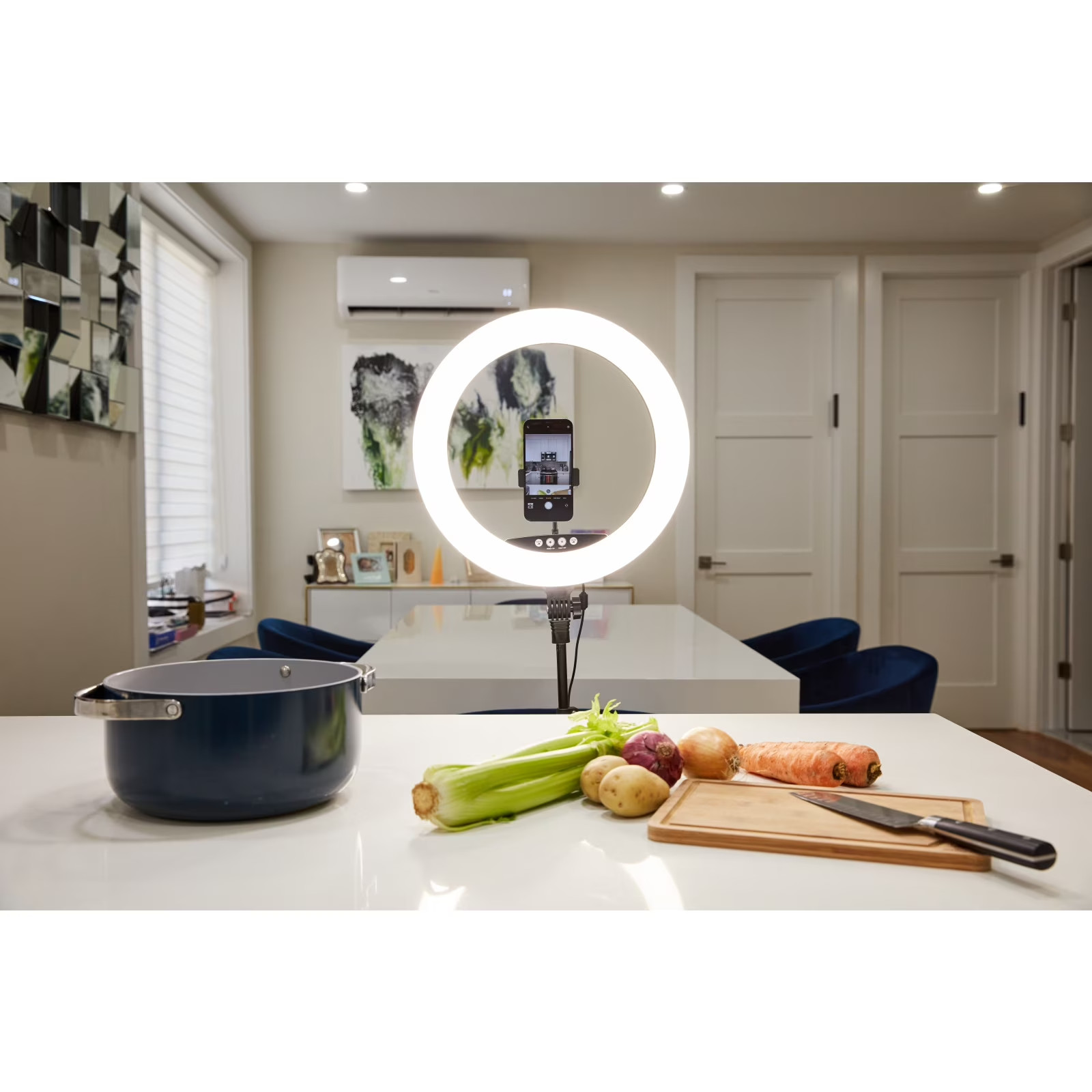 Vivitar 18″ LED RGB Ring Light with Tripod, Phone Holder USB Charging Ports