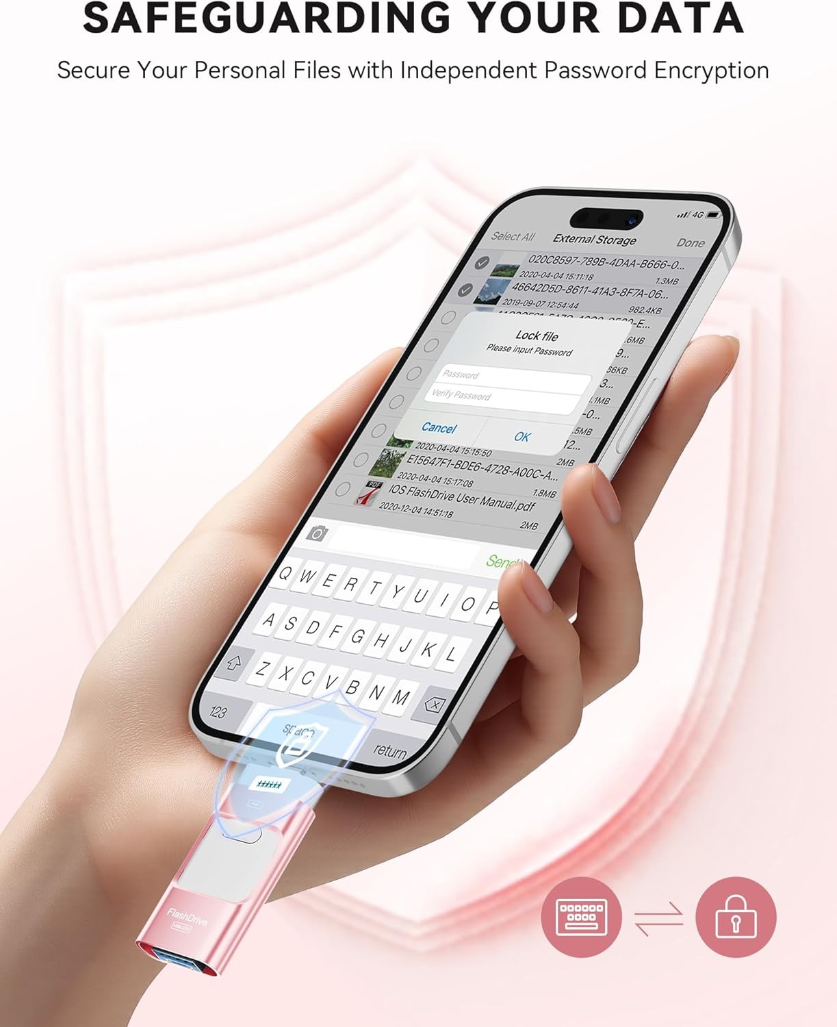 256GB Flash Drive, Photo Stick Memory Stick Compatible With iPhone iPad (Pink)
