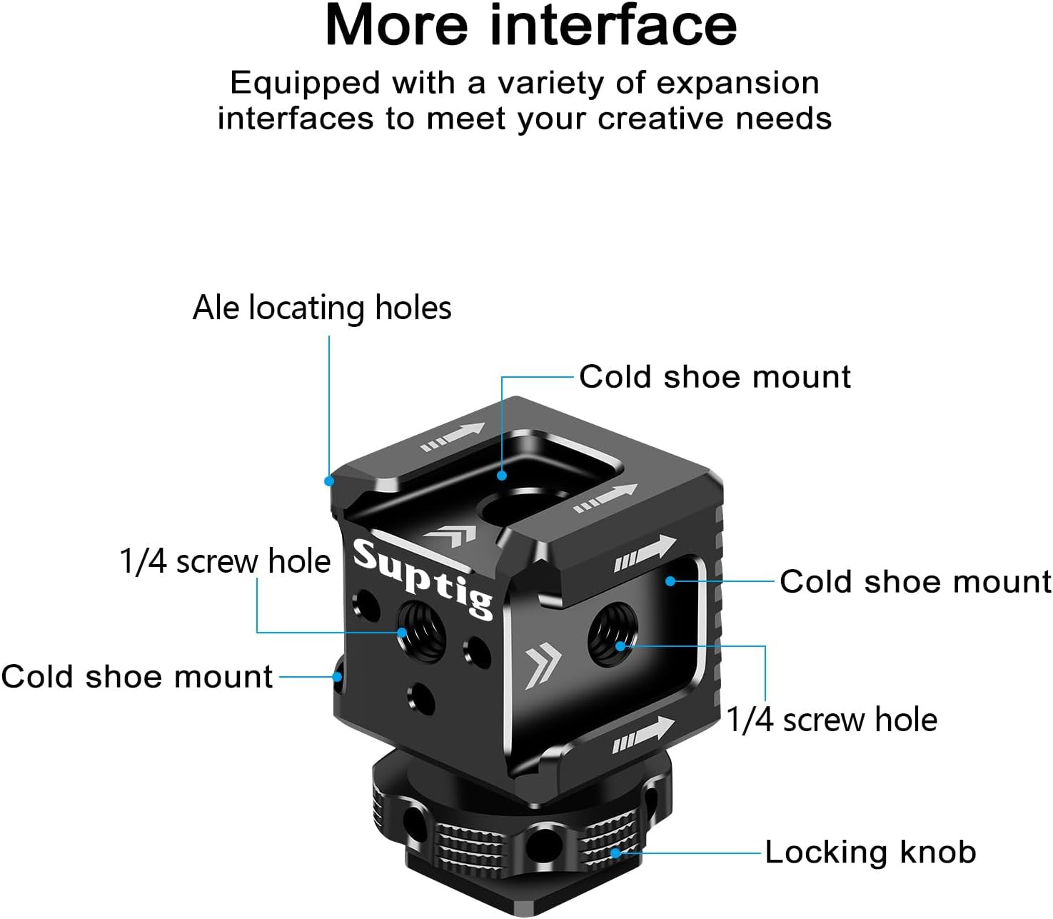 3 Port Cold Shoe Mount with 1/4″-20 Thread for Camera Cage Flash LED Monitor Mic