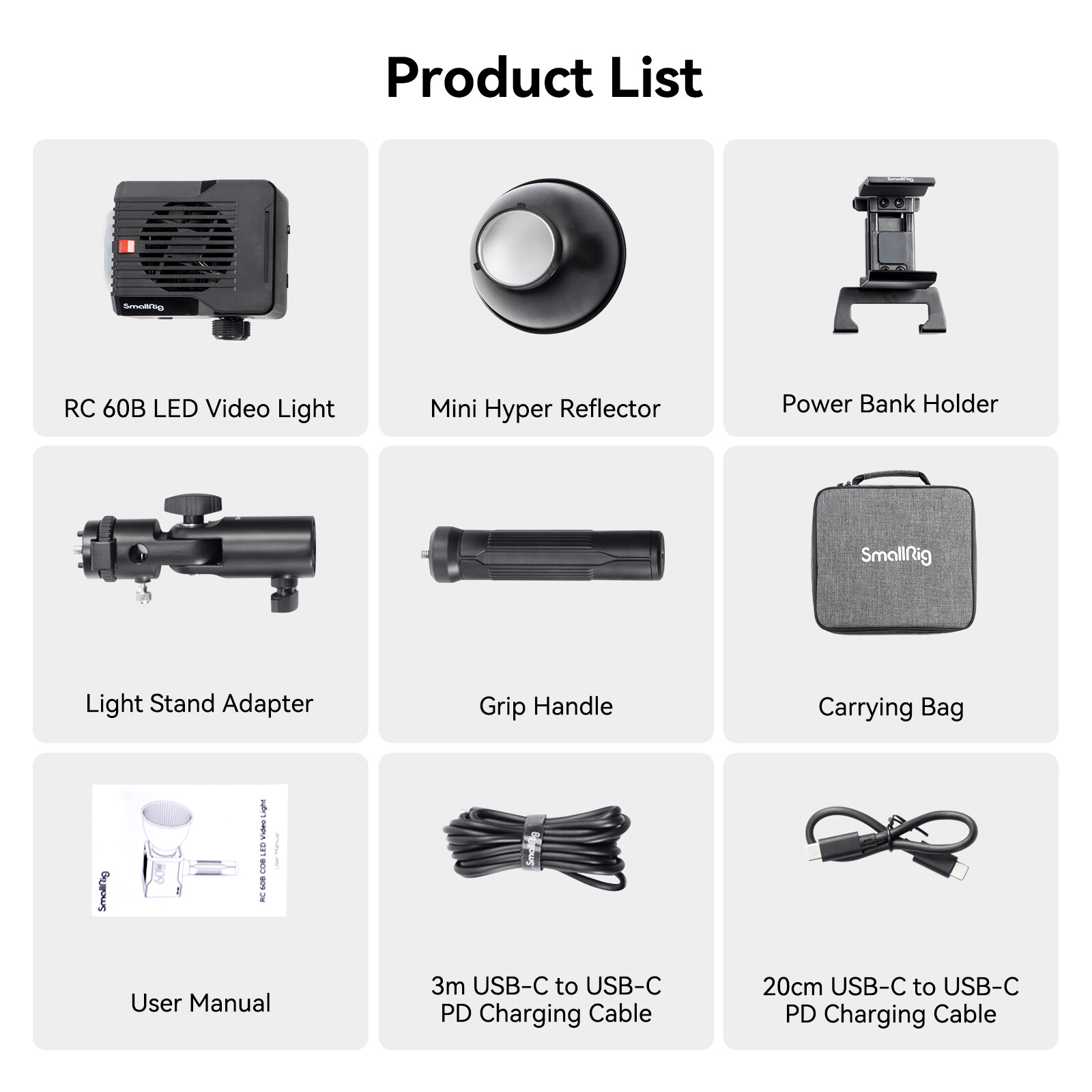 SmallRig RC 60B COB Video Light with Built-in 3400mAh Battery for Camera