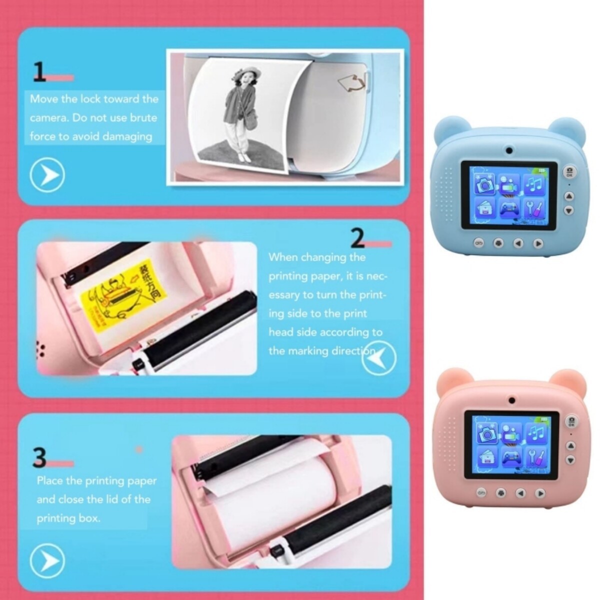 Kids Instant Print Digital Camera 1080P HD Video Camera with 32G Card Gift