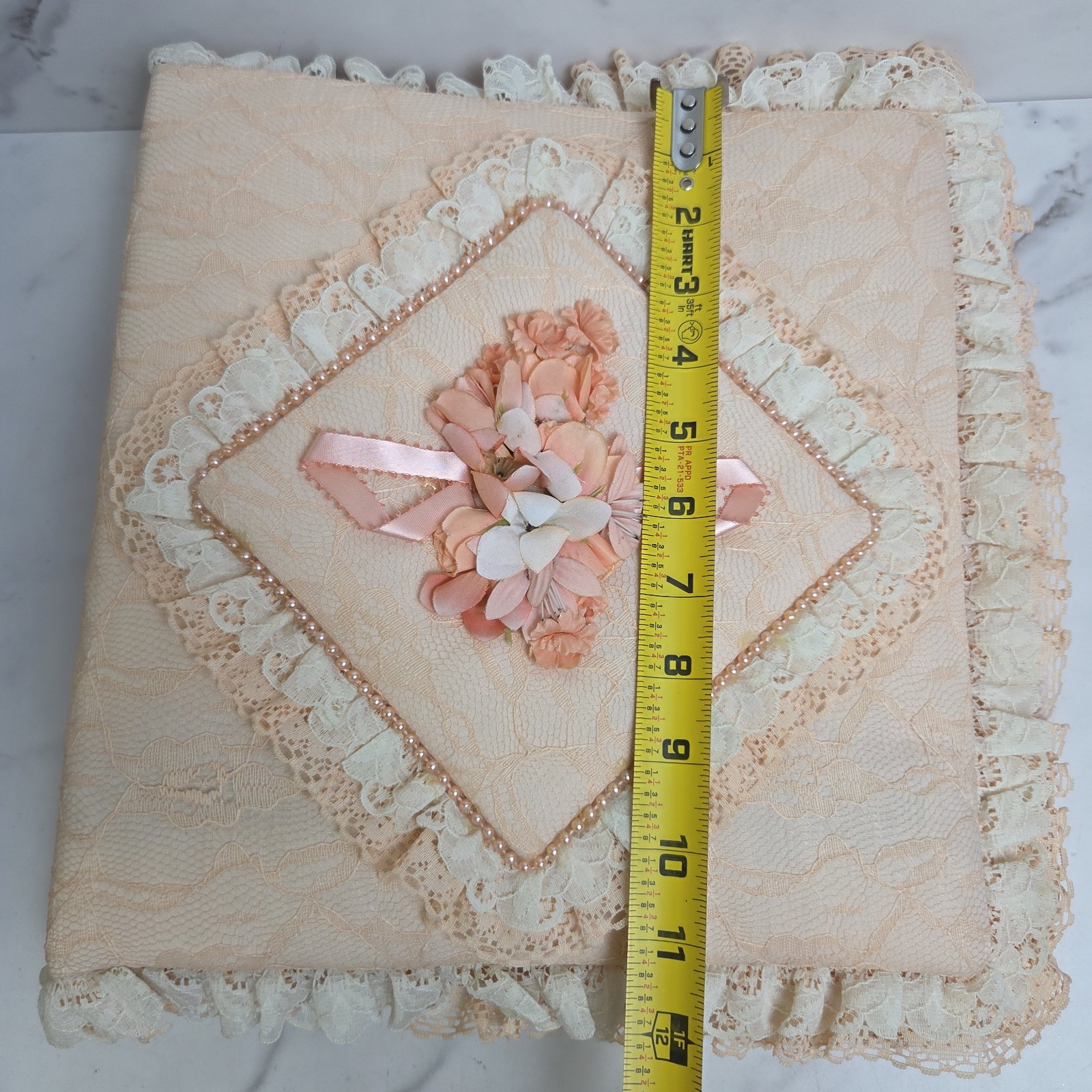 Vtg Fabric Lace Padded Floral Photo Album Scrapbooking 3 Ring Binder
