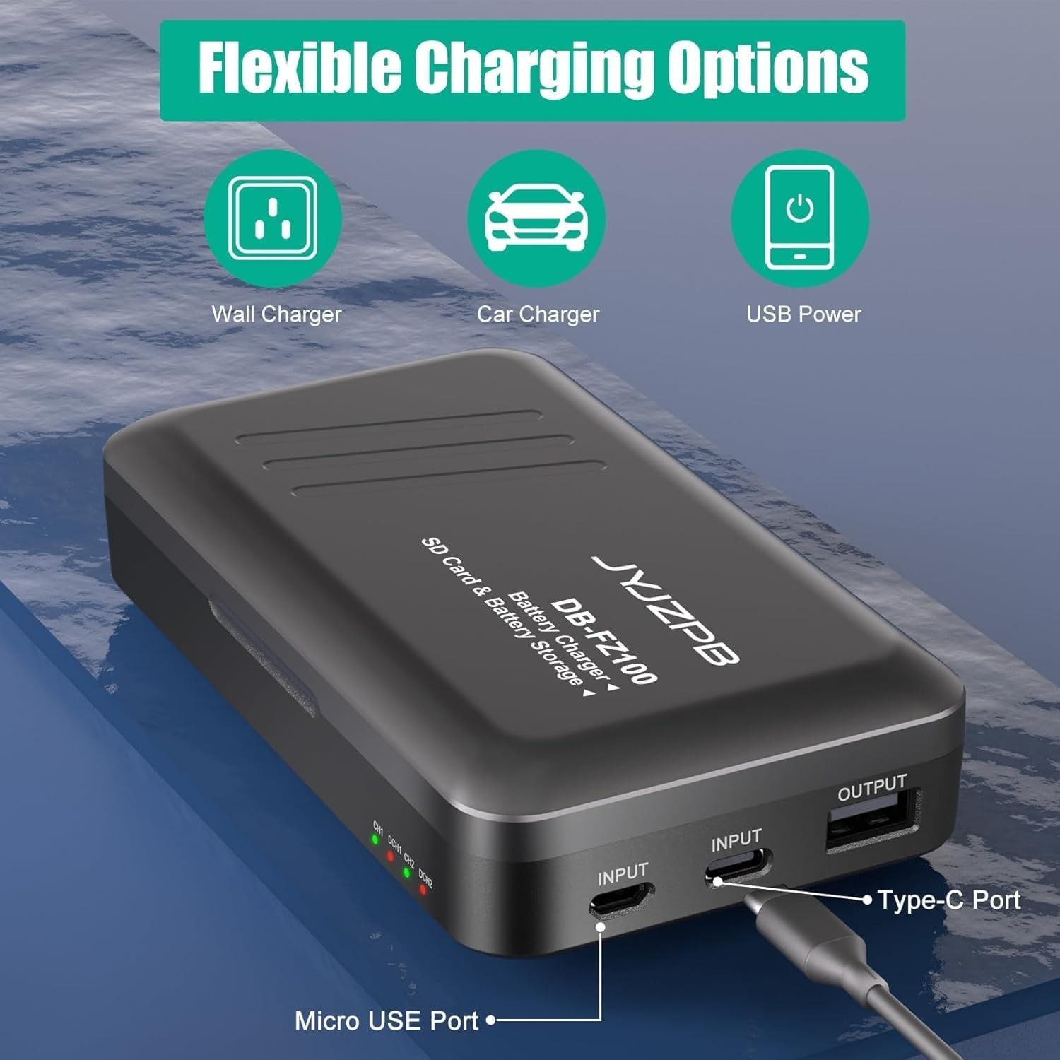 2-Pack NP-FZ100 Batteries 7.2V 2280mAh for Sony + Charger/Power Bank SD Storage