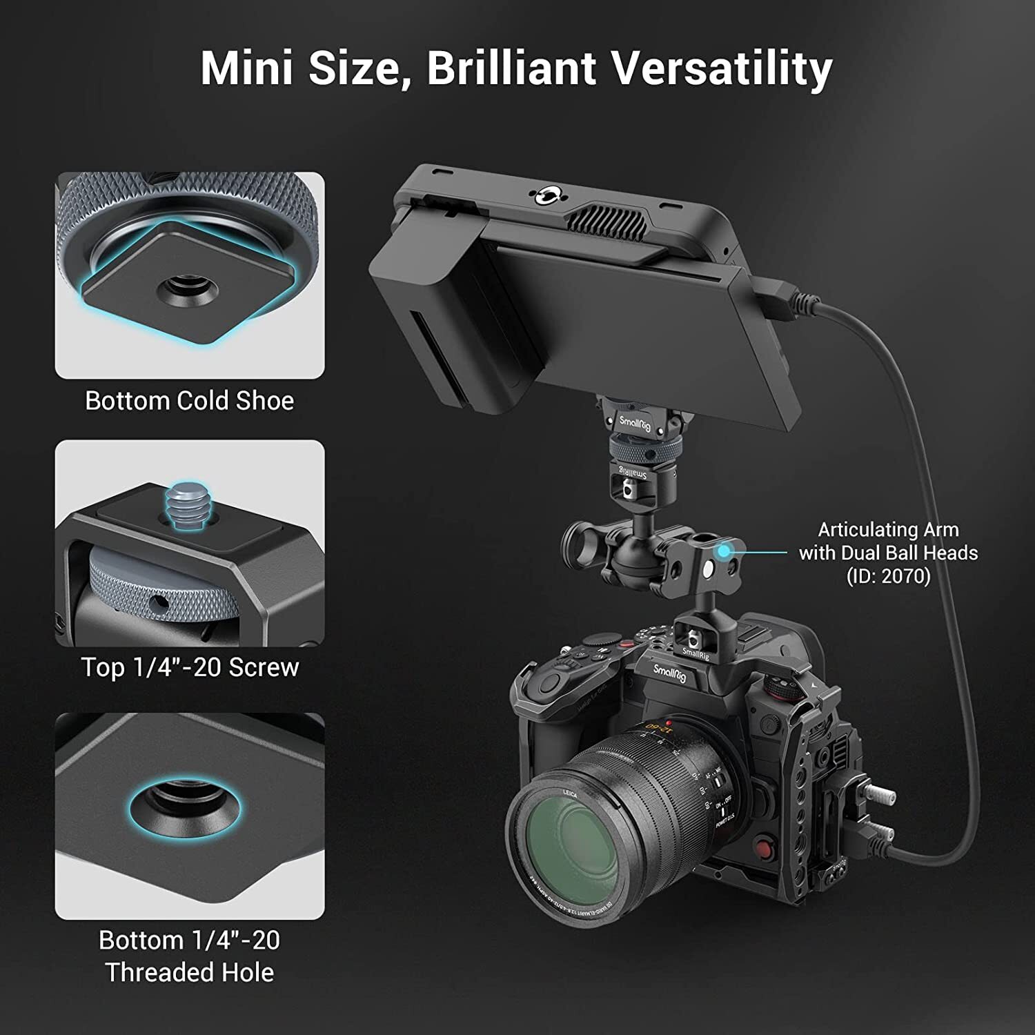 SmallRig Monitor Mount Holder Lite Hot Cold Shoe Mount for Camera|Monitor-3809