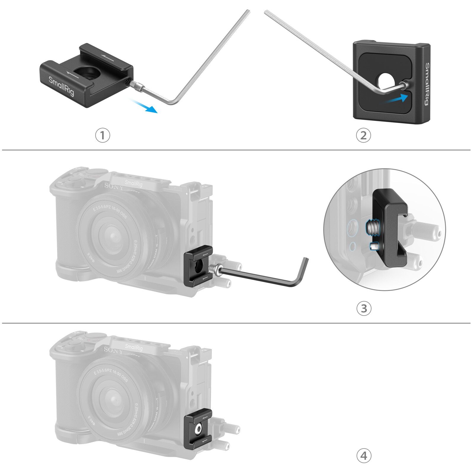 SmallRig Camera Anti-Twist Cold Shoe Mount Adapter (2pcs) W/ 1/4″-20 Screws