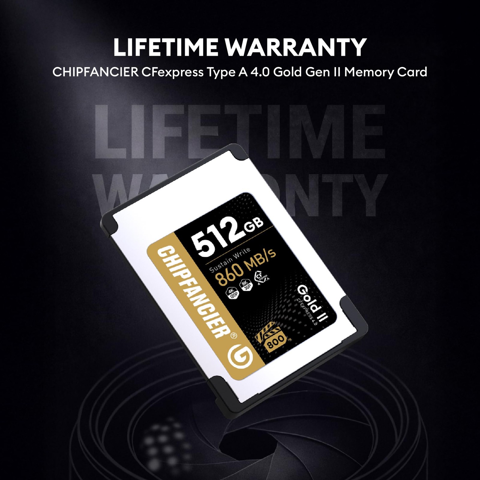 CHIPFANCIER Gold II 512GB CFexpress 4.0 Type A Card VPG800 512GB, Gen2