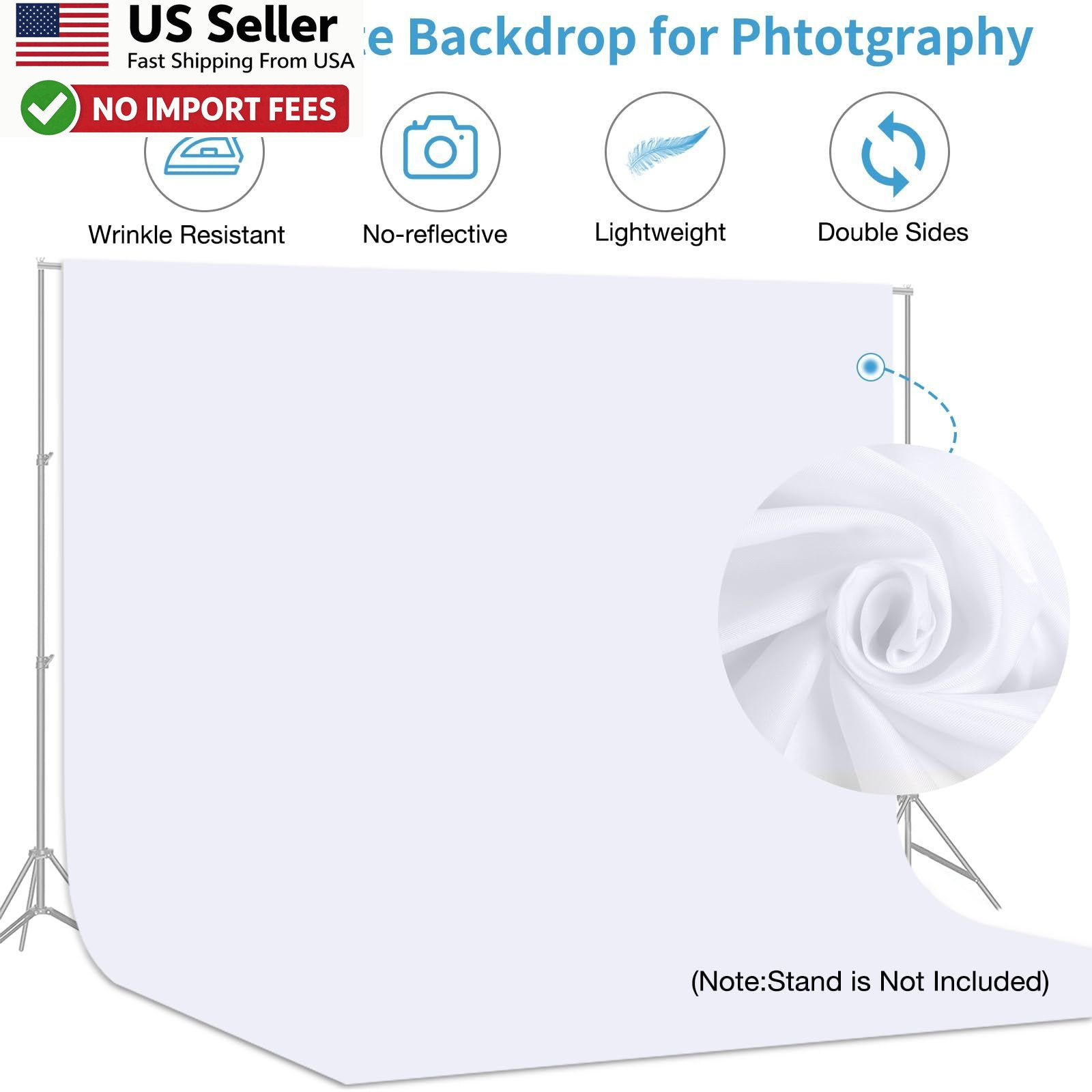 Aimosen 10 X 12 FT White Backdrop Background Photography Zoom Meeting FROM USA
