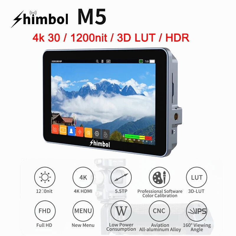 SHIMBOL M5 5.5 Inch 1200Nits Ultra Bright 4K 3D-LUT HDMI Camera Video Monitors