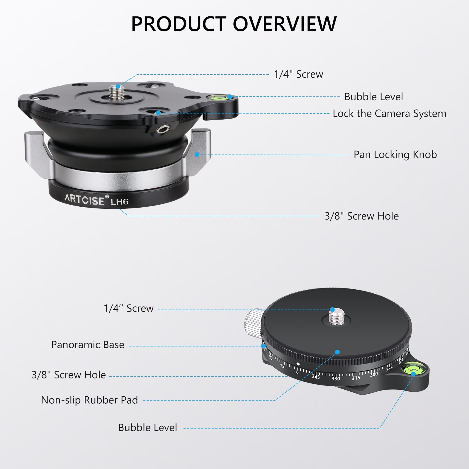 Tripod Leveling Base Camera Leveler Adjusting Plate 360° Panoramic Pan Base