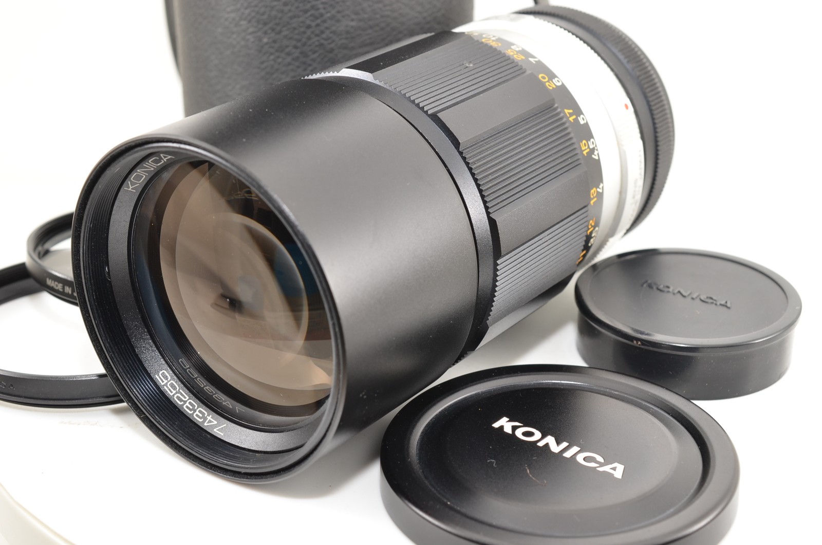 Konica Hexanon AR 200mm F/3.5 Telephoto Prime Lens + Lens Caps & Case #3120
