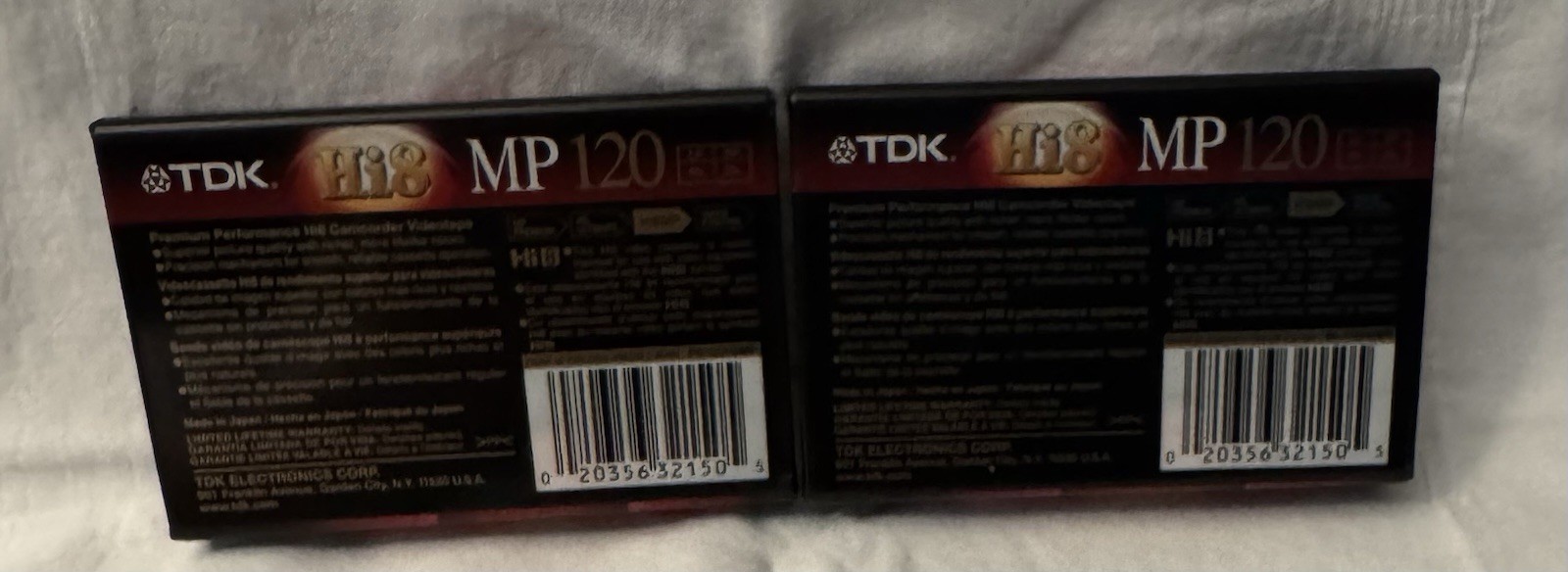 TDK Hi8 MP120 Recordable Camcorder Video Tape 120 Min (Lot of 2)