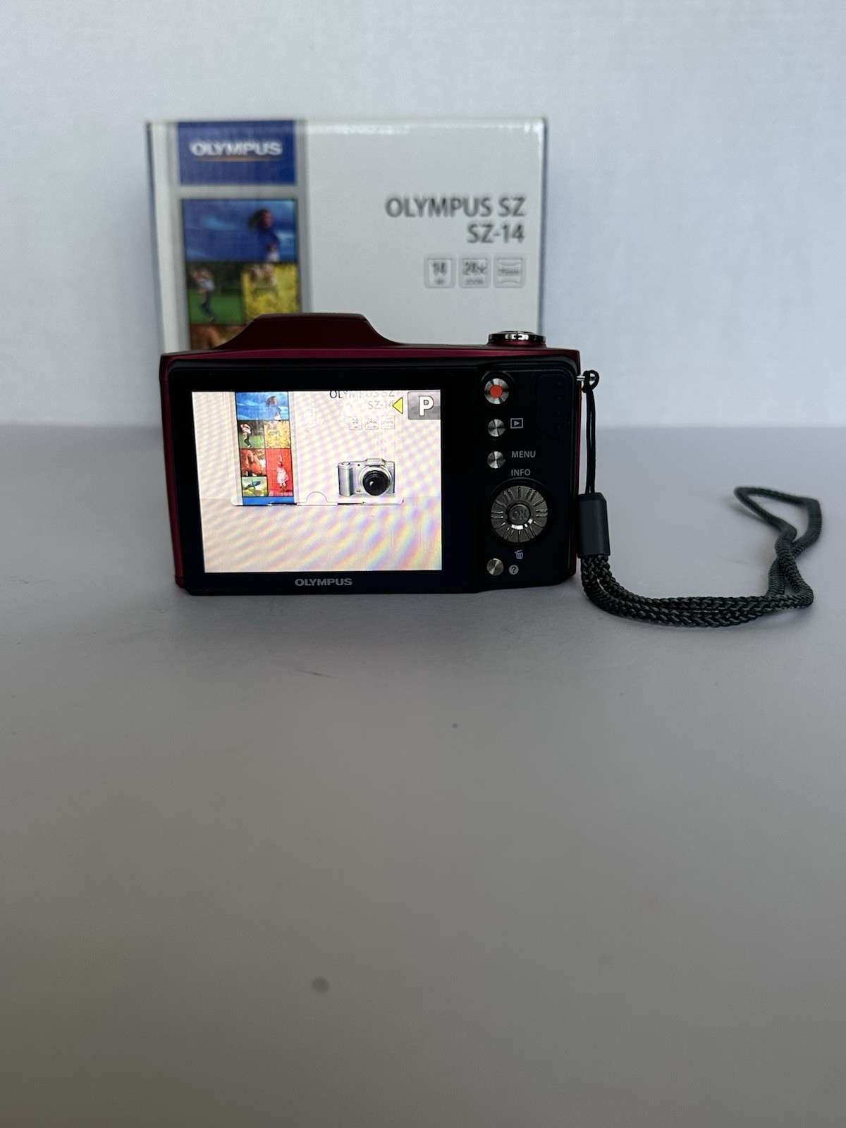 Olympus SZ-14 14MP Digital Camera 24x Zoom Red With Battery Charger Sd Tested
