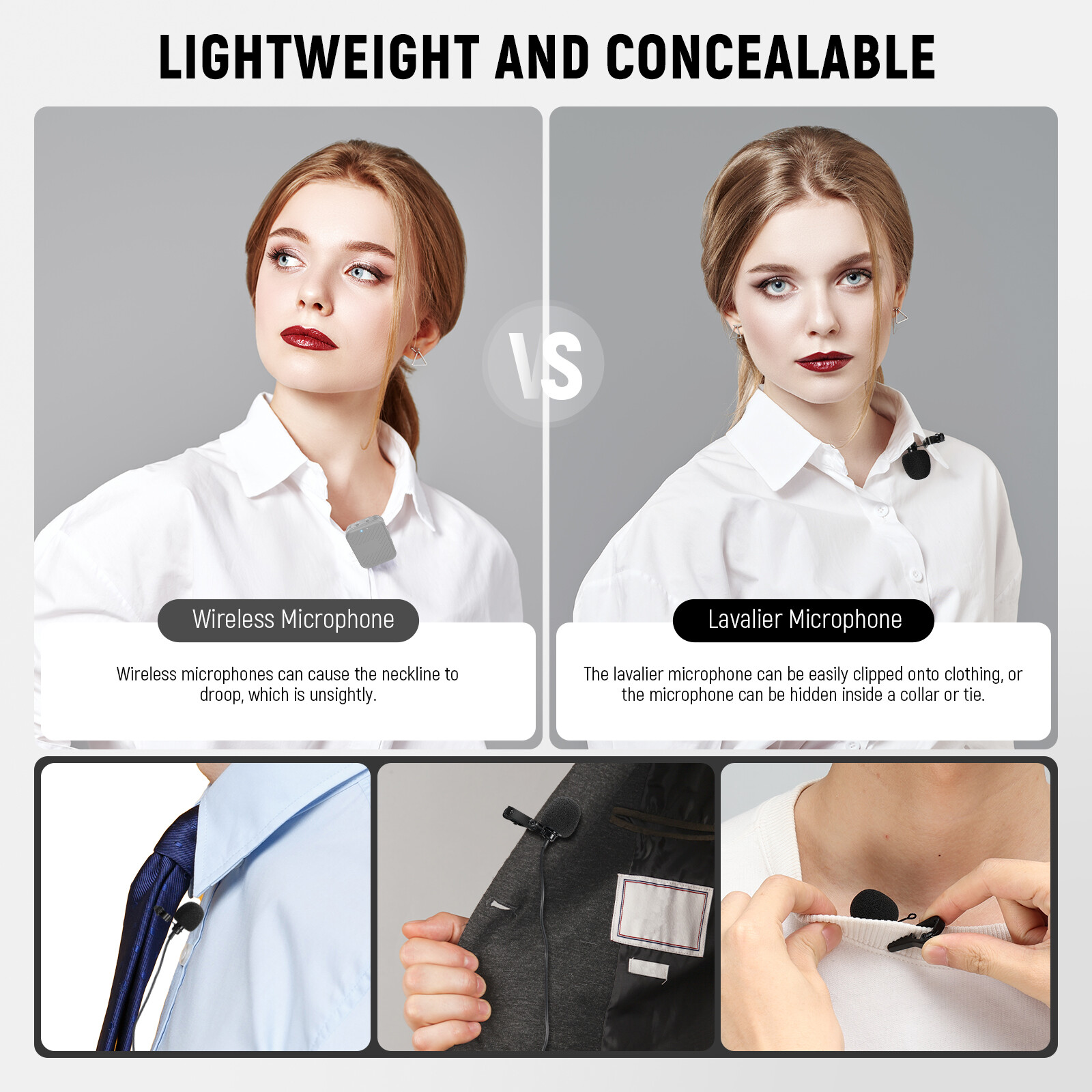NEEWER 2 Pack Lavalier Lapel Microphone for DJI Wireless Mic Transmitters