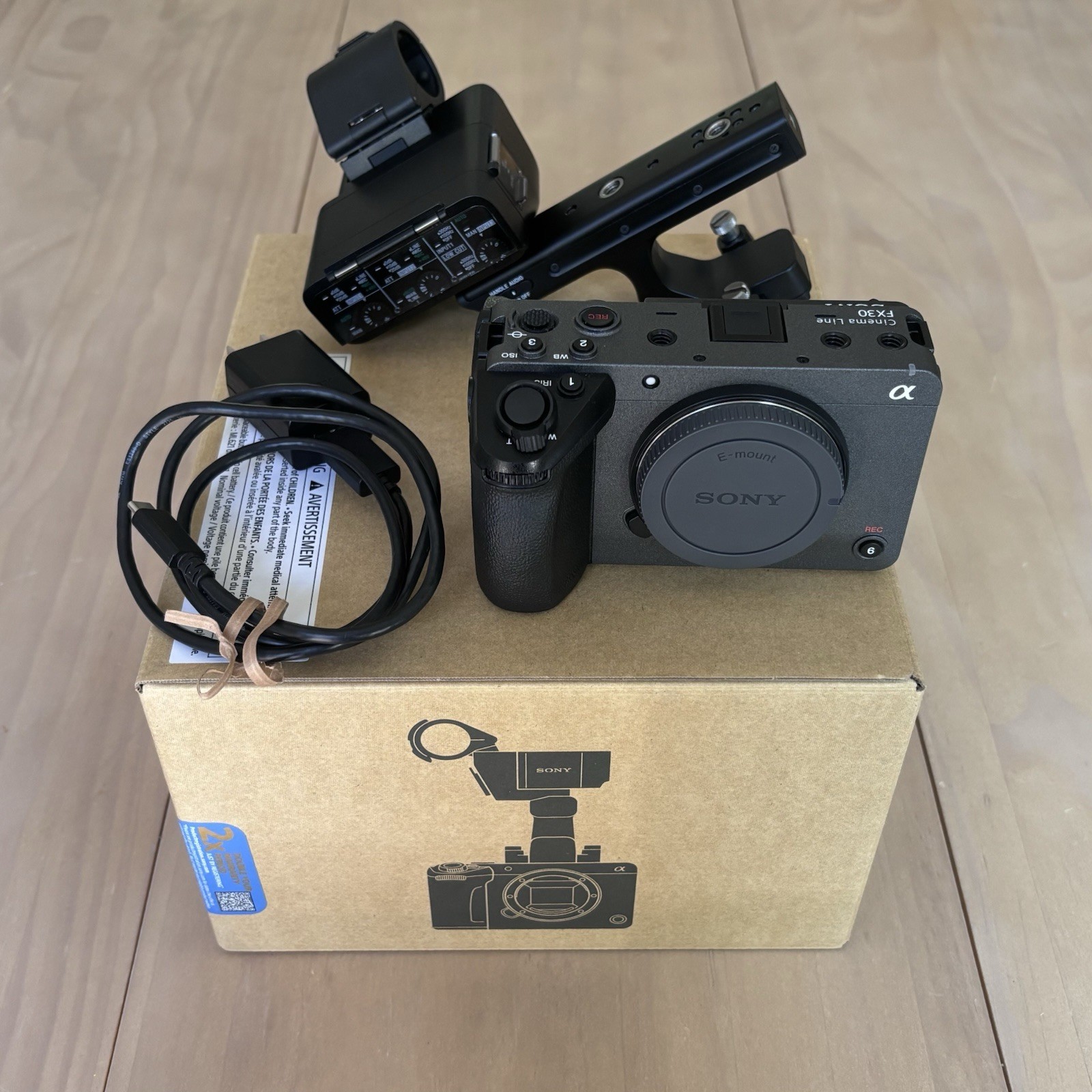 Sony FX30 Cinema Camera Body w/ XLR-H1 Audio Handle – Very Low Use – Nearly New!