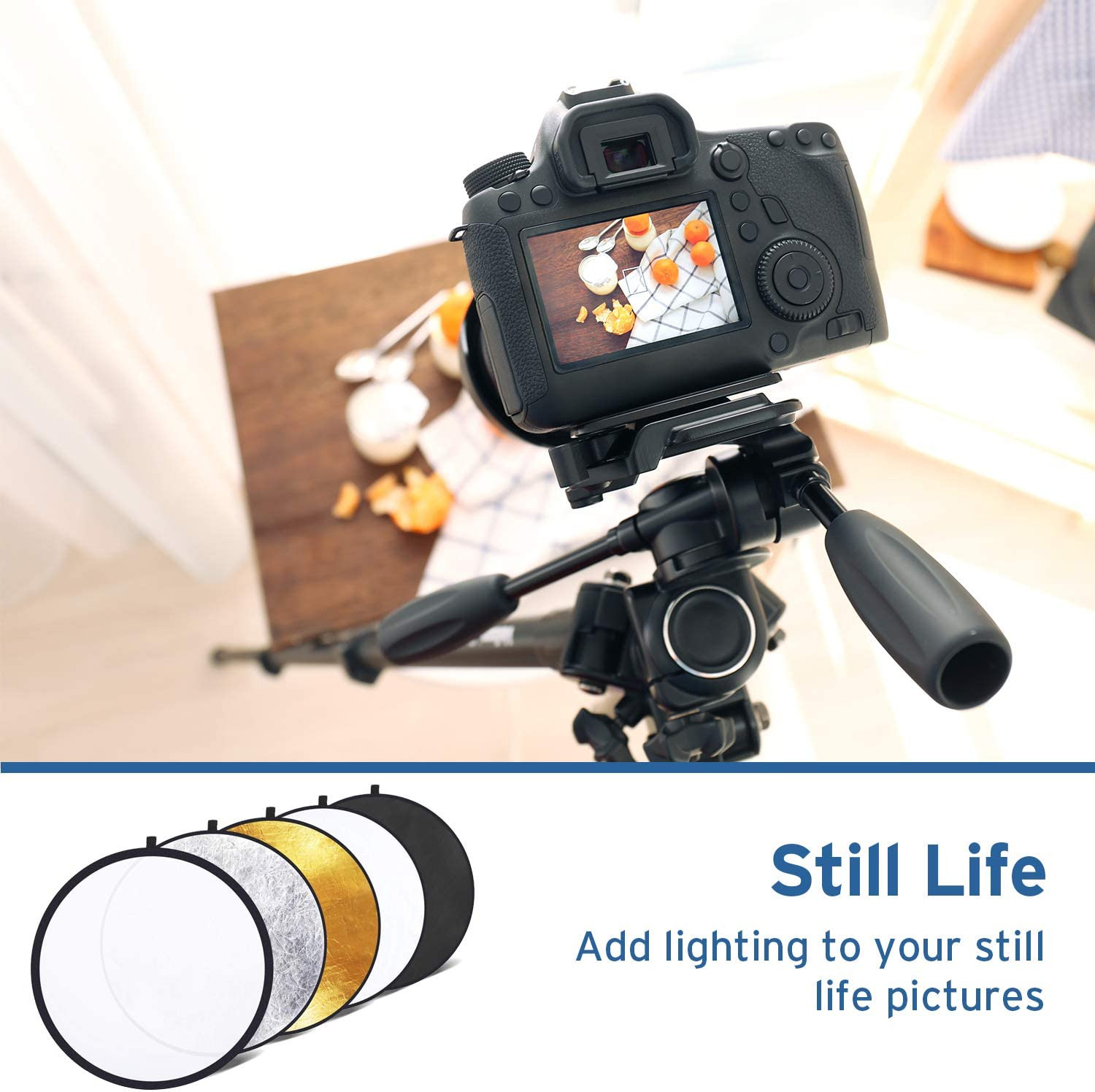 24″ (60Cm) 5-In-1 Photography Reflector, Multi-Disc Light Reflectors for Photogr
