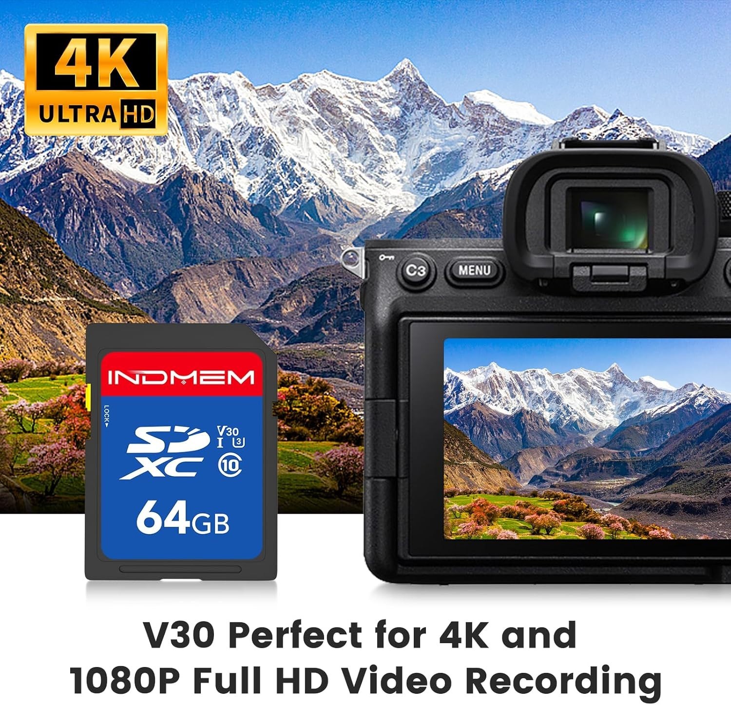 64GB 5 Pack SD Card, C10, U3, V30, High Speed up to 90M/S SDXC UHS-I Memory C…