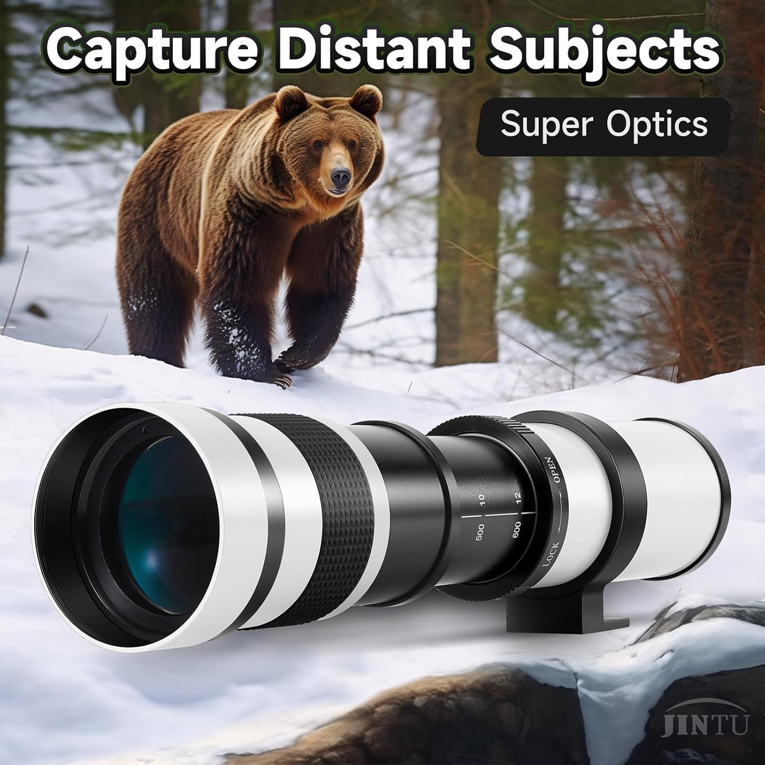 JINTU 420-800mm f/8.3-16 Manual Focus Telephoto Zoom Lens for Canon EF