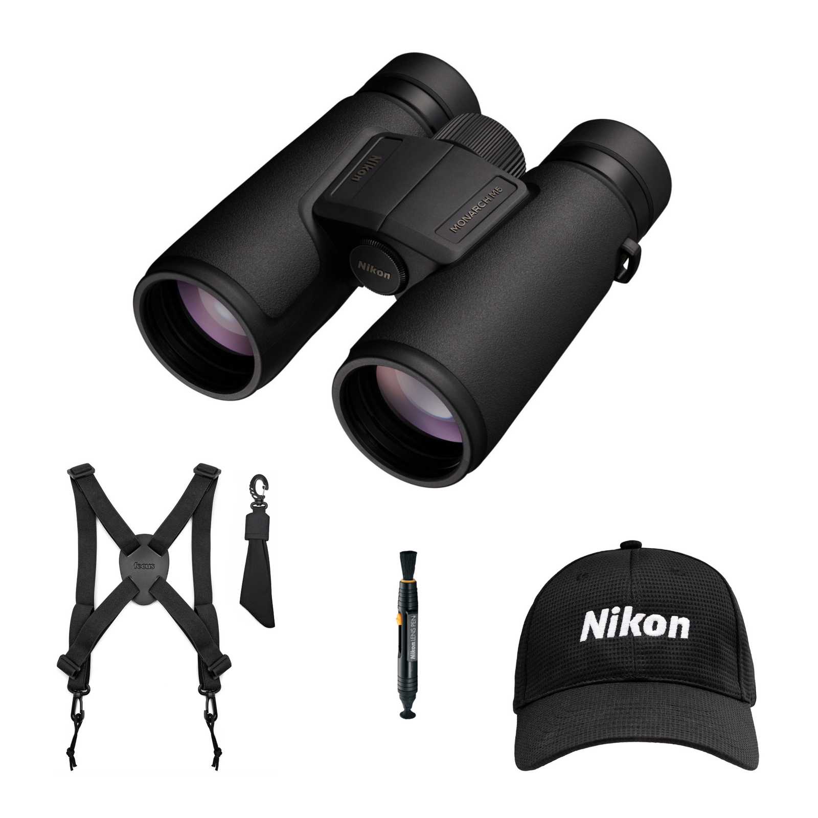 Nikon Monarch M5 10×42 Binoculars with Hat and Accessory Bundle