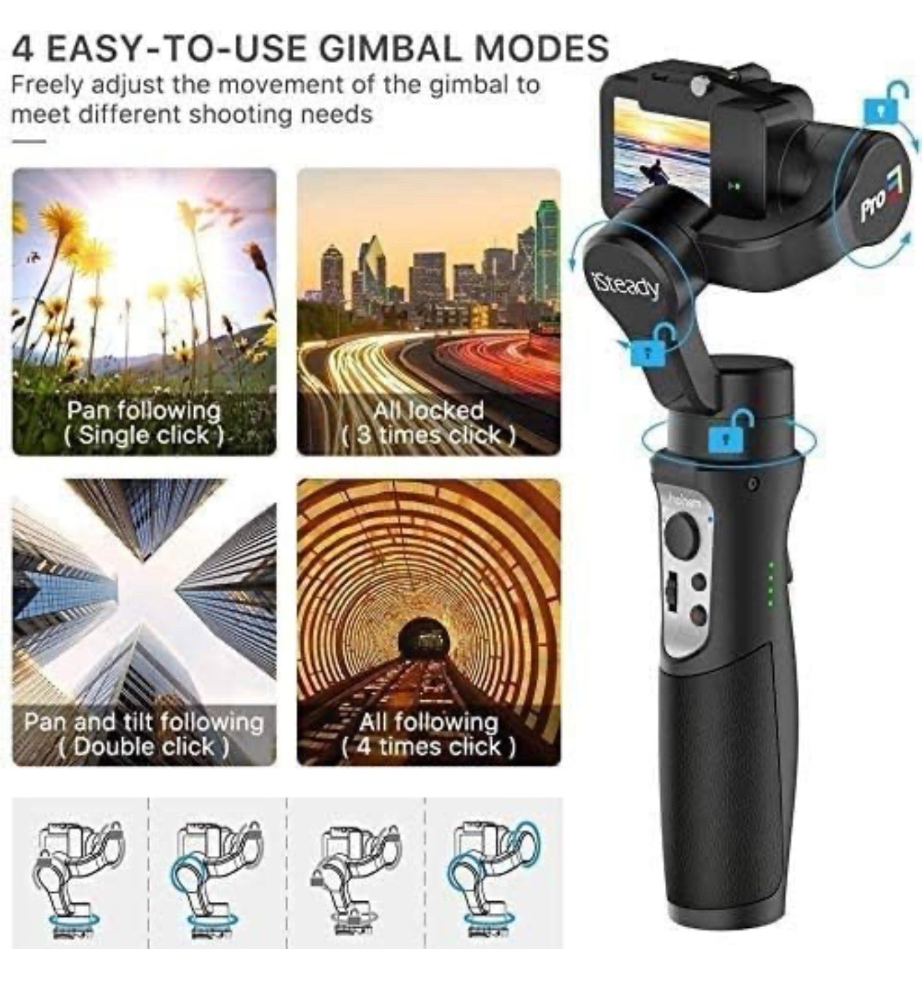 NEW Hohem iSteady Pro 3 3-Axis Handheld Gimbal Stabilizer For Action Camera
