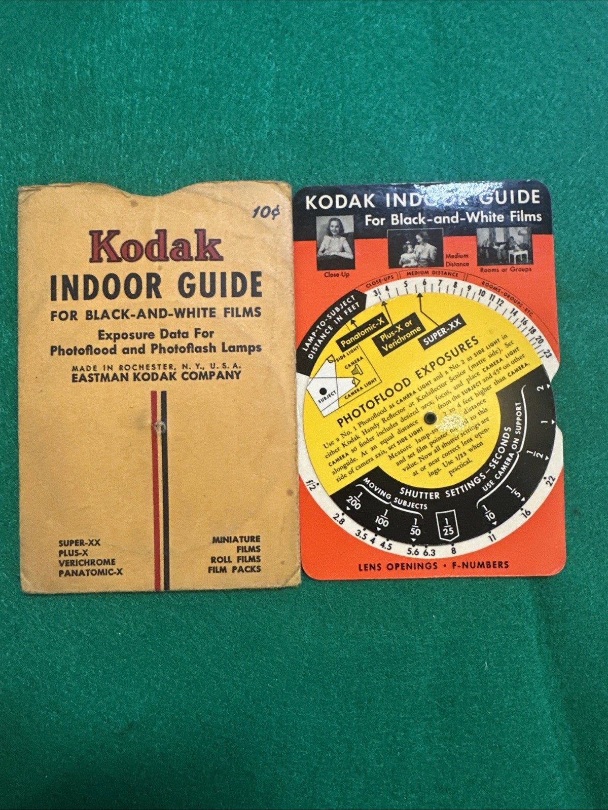 Vintage Kodak Indoor Guide For Black & White Films Exposure Data
