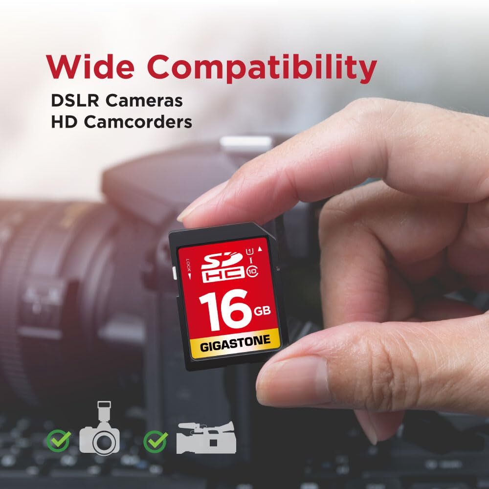 16GB SD Card Class 10 UHS 1 High Speed 80MB s Waterproof for DSLR and FHD Video