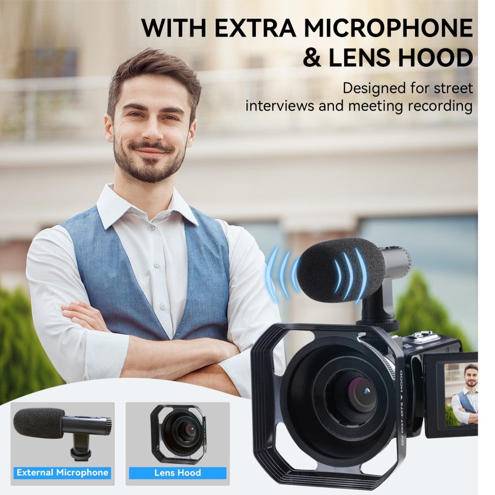 UHD 4K 48MP 30FPS Video Camera Camcorder WiFi Vlogging Camera 16X Digital Zoom