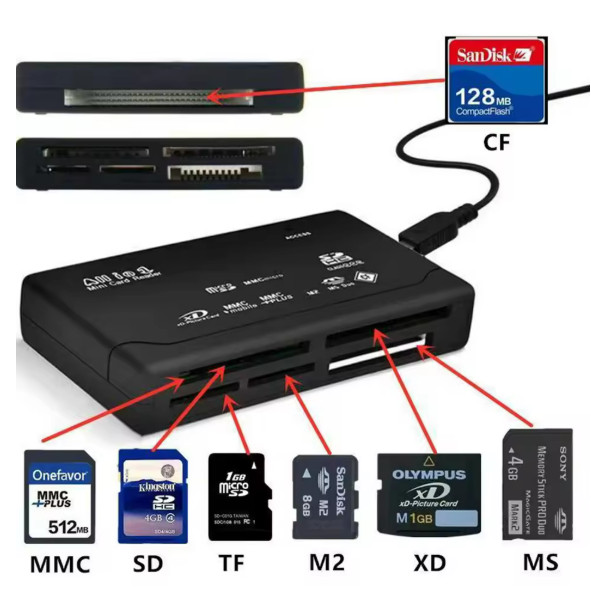 Memory Card Reader Mini 26-IN-1 USB 2.0 High Speed For CF xD SD MS SDHC LOT