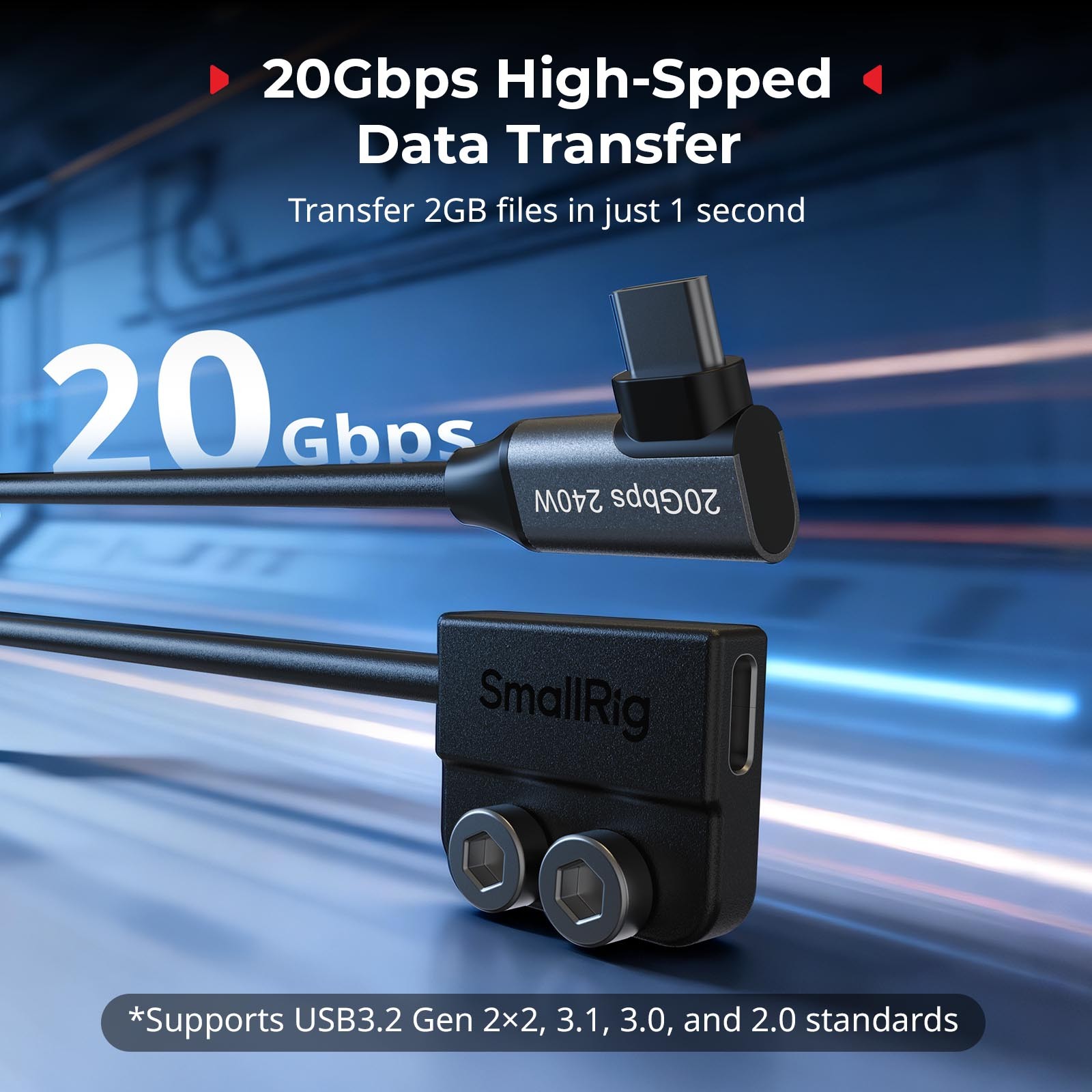 SmallRig USB-C Cable Male to Female 20Gbps, 240W for Camera