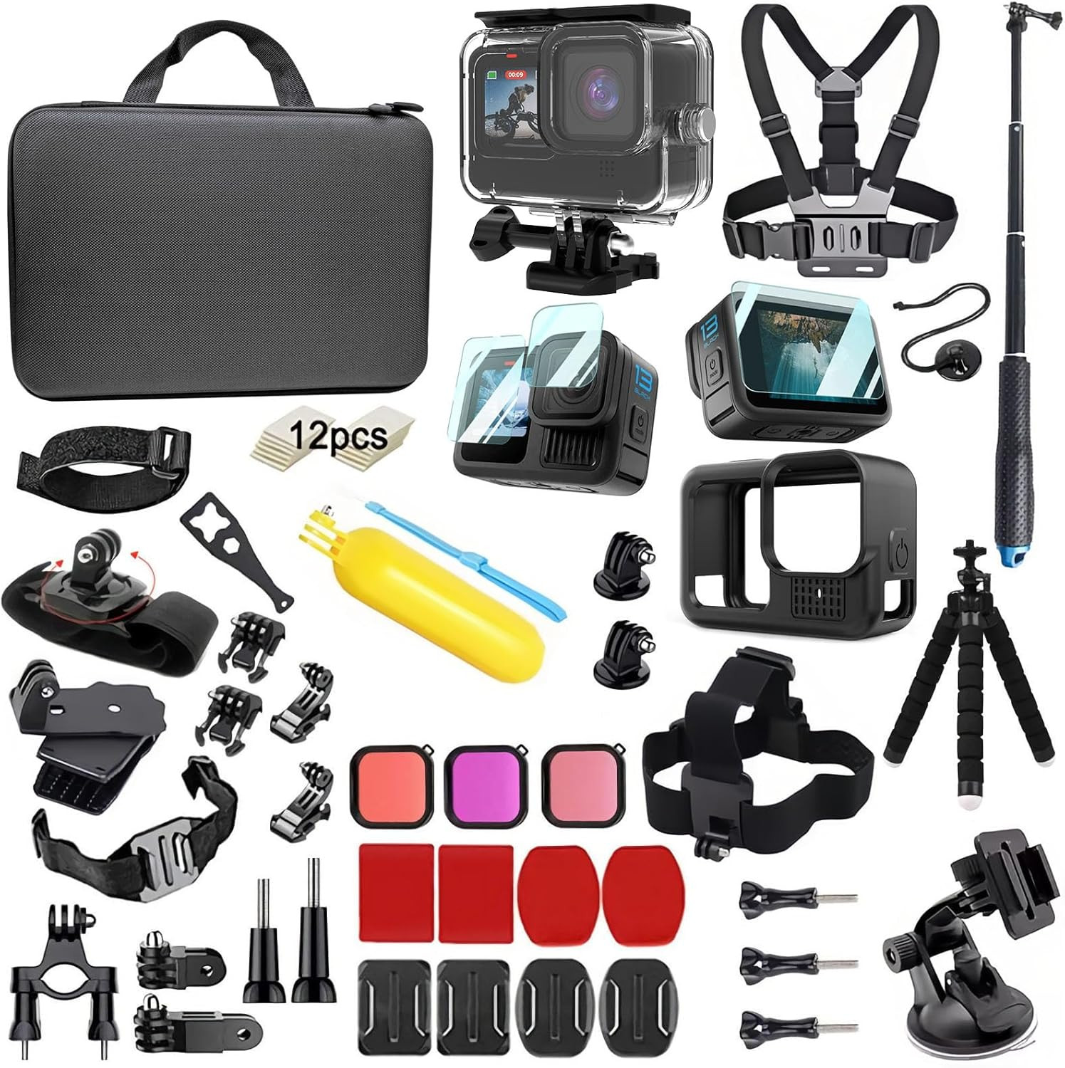 Accessories Kit for Gopro Hero 13 Black Waterproof Housing Silicone Case Glass S