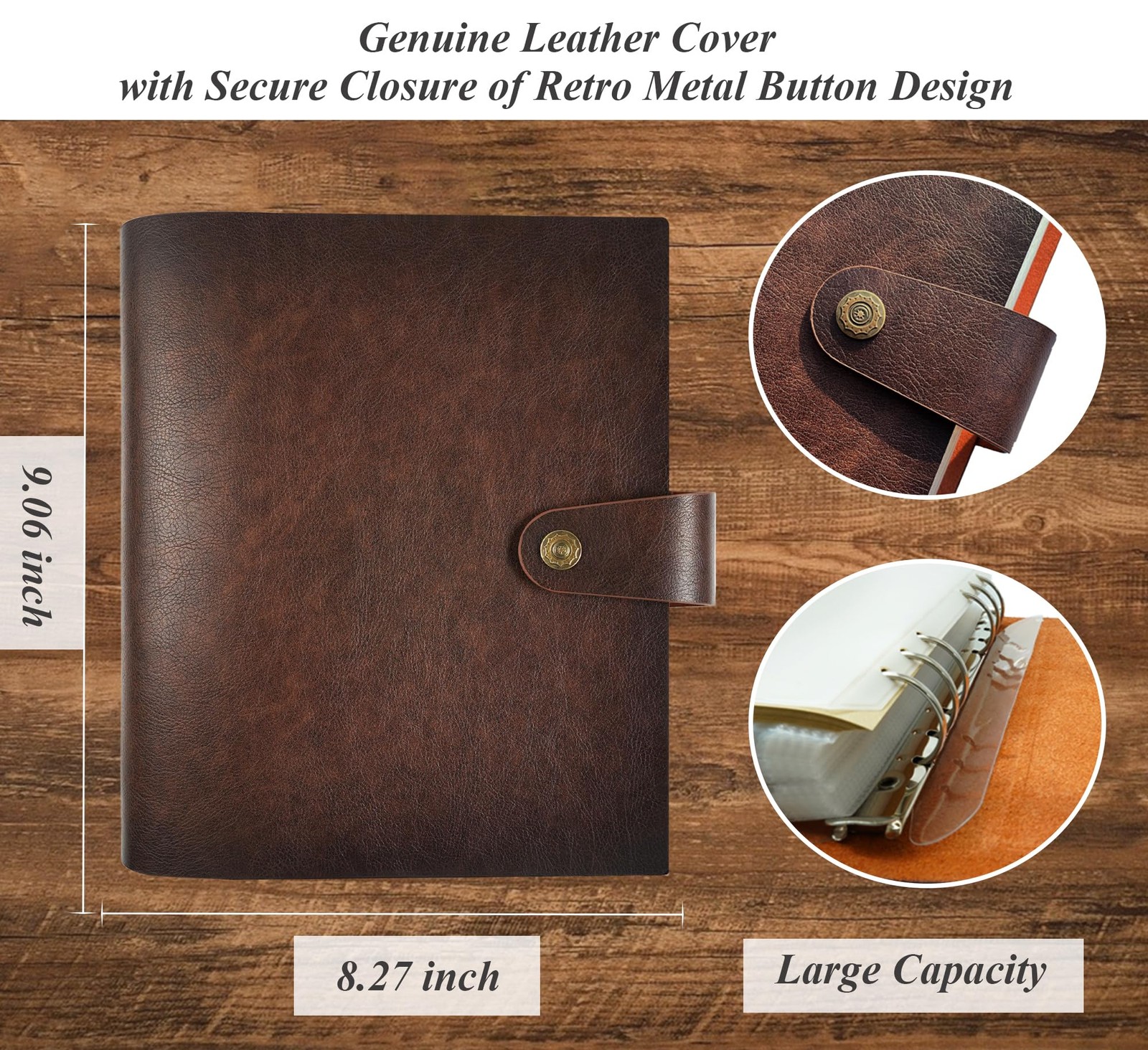Photo Album 4×6 300 Photos, Genuine Leather Photo Albums with Writing Space w…