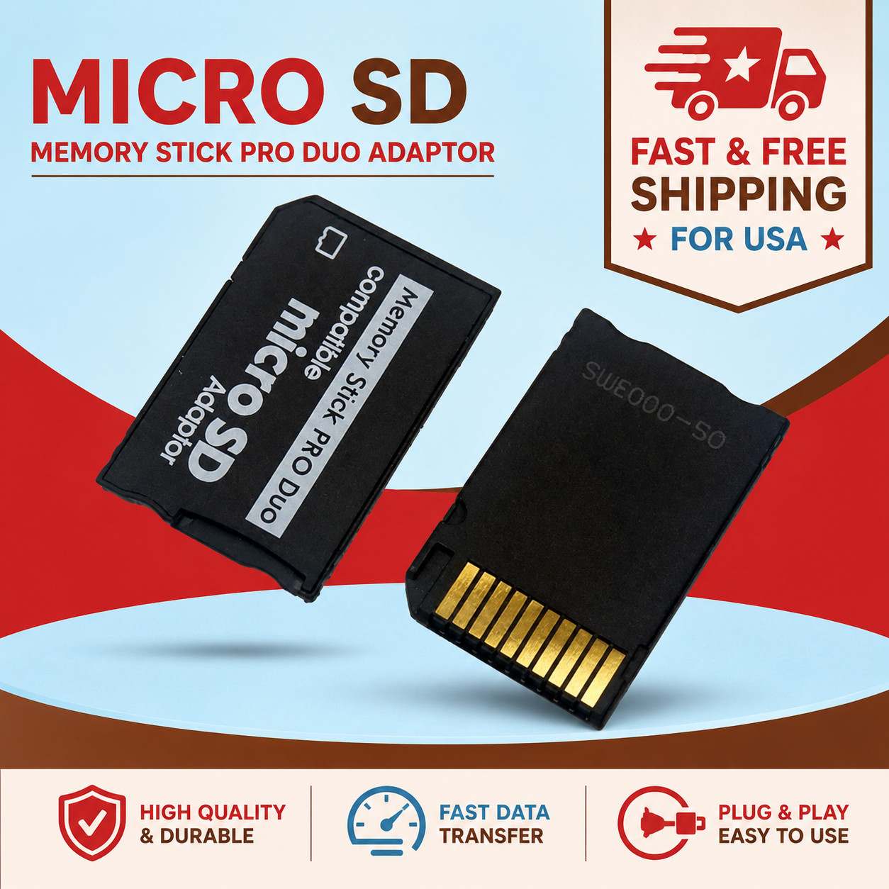 Memory Stick Pro Duo Adapter Micro SD SDHC TF Card Reader Converter Camera PSP