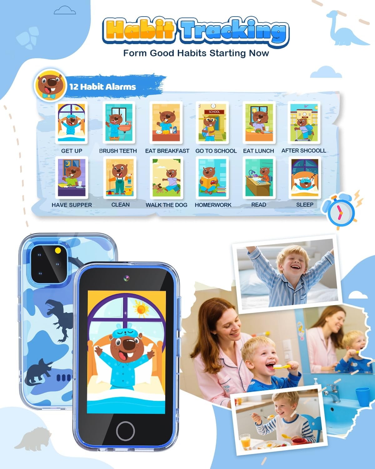 Kids Smart , 3.5″ Touchscreen Dinosaur Toys for Boys 3 4 5 6 7 8 9 Years Old,…
