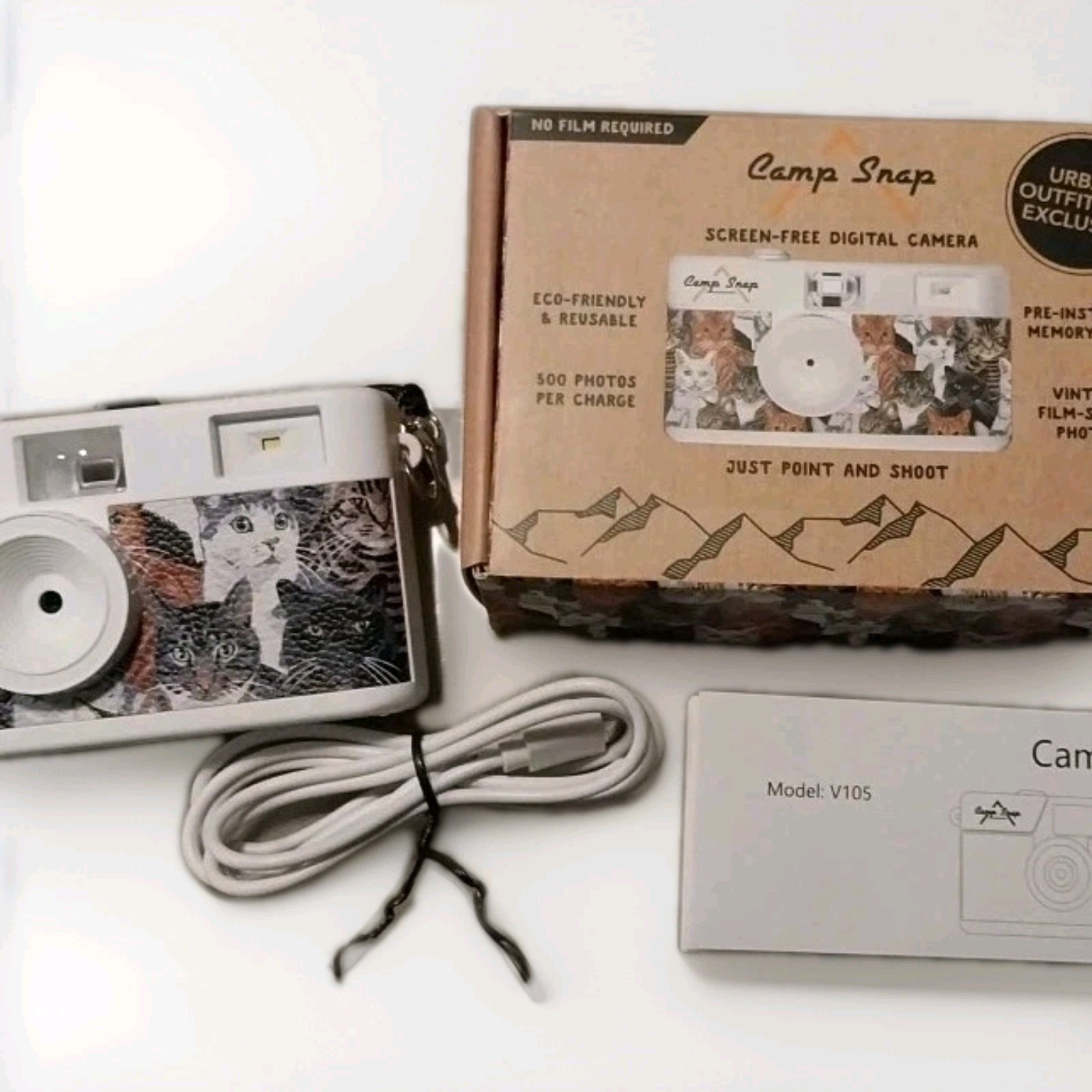 Camp Snap V105 Screen-Free Eco-Friendly Compact Camera White Multicolor USB