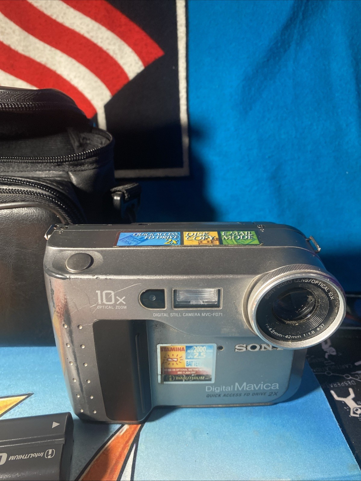 Sony Digital Camera Mavica MVC-FD200 / Mvc Fd71 Silver W Bag Untested No Charger