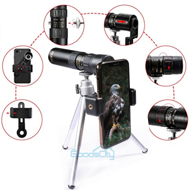 Day/Night Military 10-300X40mm Zoom HD Monocular Phone Telescope w/Tripod + Clip