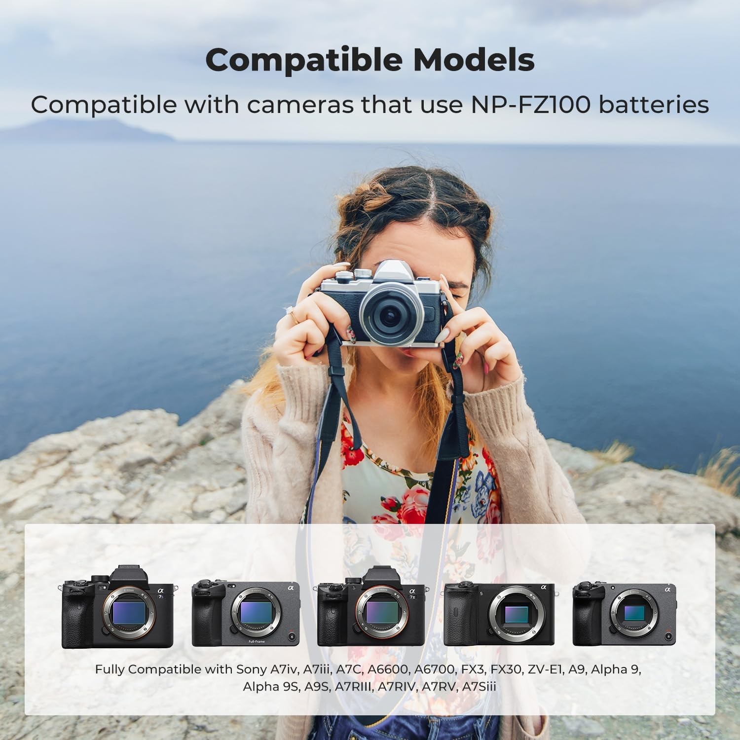 K&F Concept 1/2x NP-FZ100 Camera Battery 2600mAh Type-C Fast Charging for Sony
