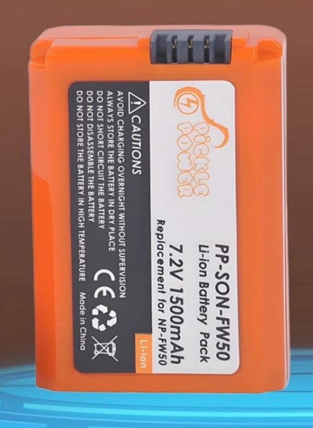 1 Pack Orange Rechargeable Battery NP-FW50 for Sony ZV-E10,A6000,A6300,A7,A7 ii
