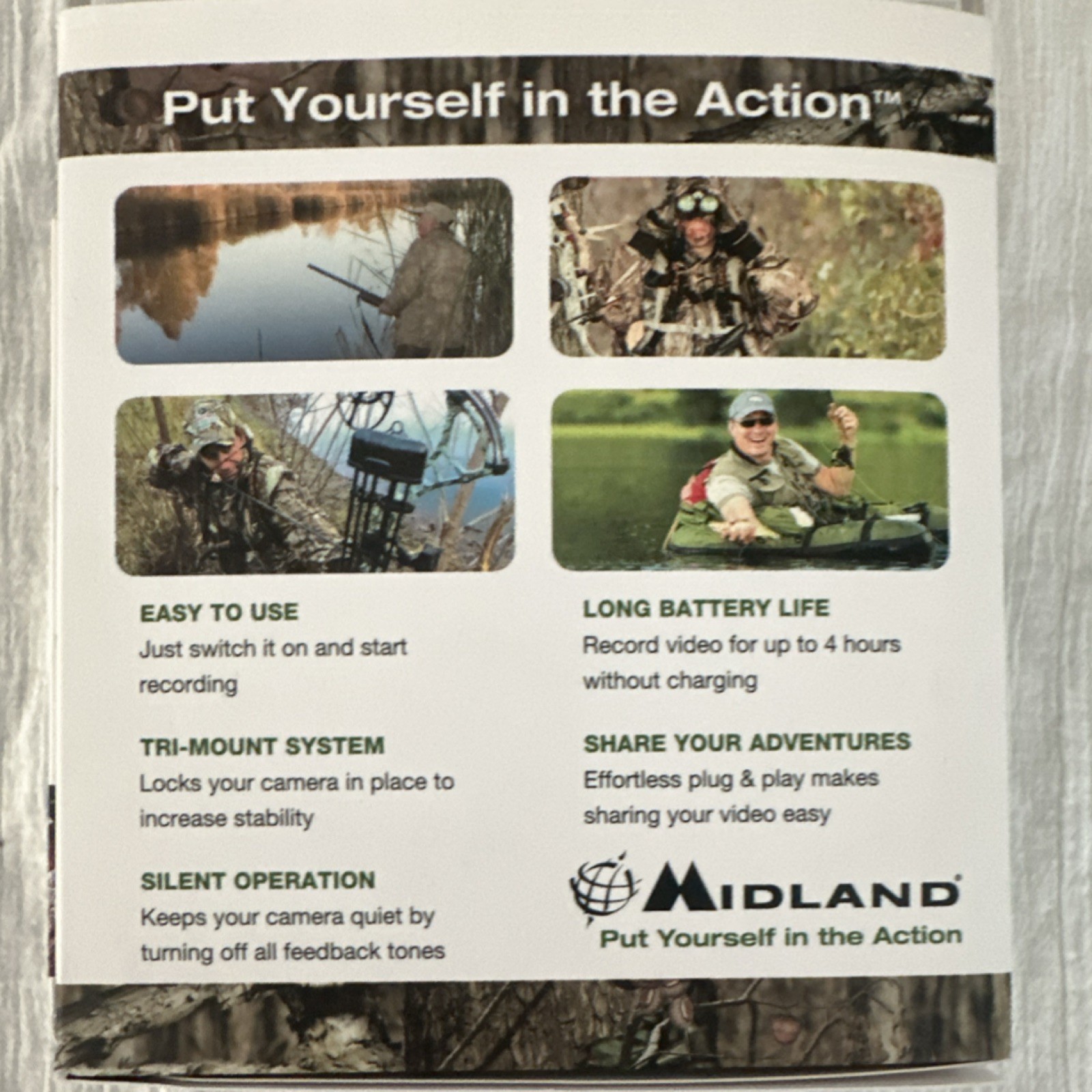 Midland XTC450 HD Camouflage Helmet Action Camera, Waterproof, Wi-Fi, MicroSD