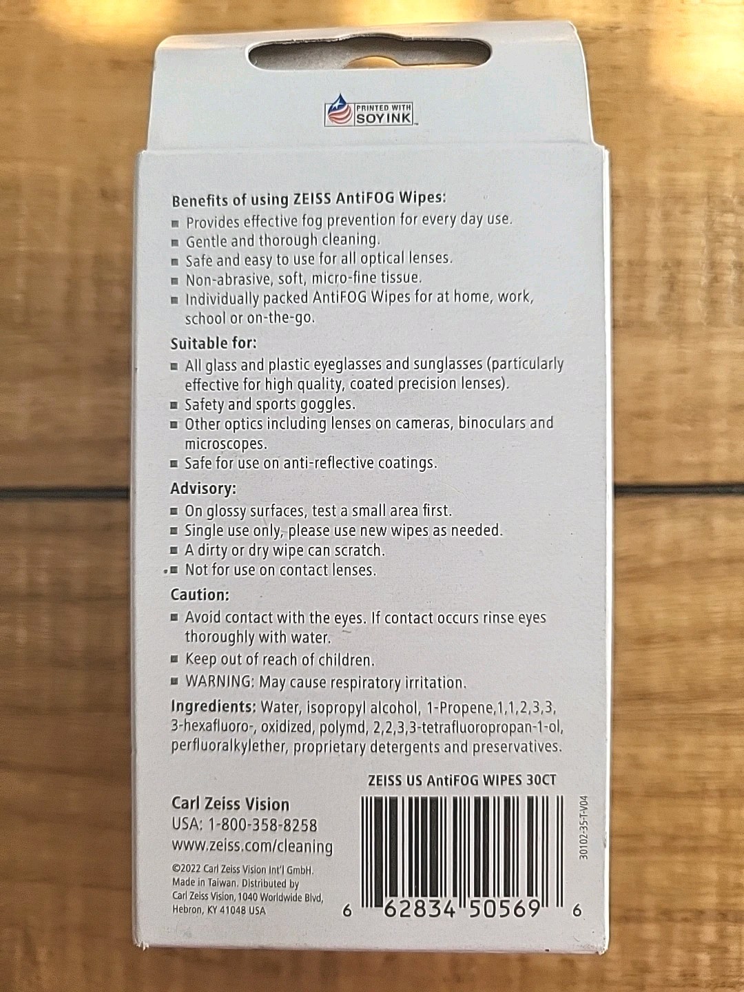 Zeiss AntiFOG Wipes 30-Count Individually Wrapped Pre-Moistened Wipes For Glass