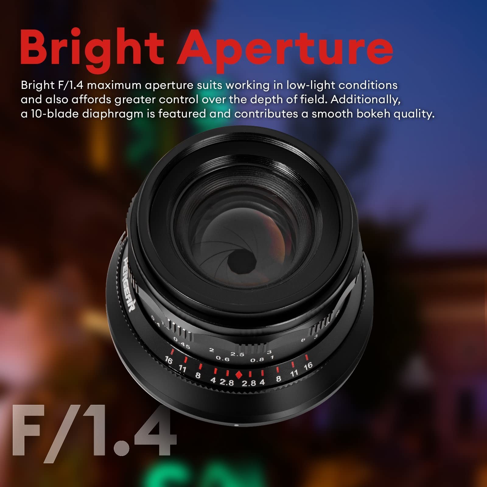 35mm F1.4 Manual Focus Lens for Sony E-Mount Cameras A7 A6000 A6400 A6600 – Blac