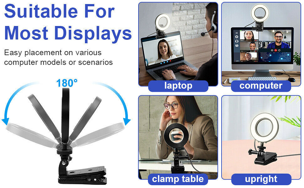 Webcam Lighting Ring Light for Laptop Computer for YouTube Makeup Live Streaming