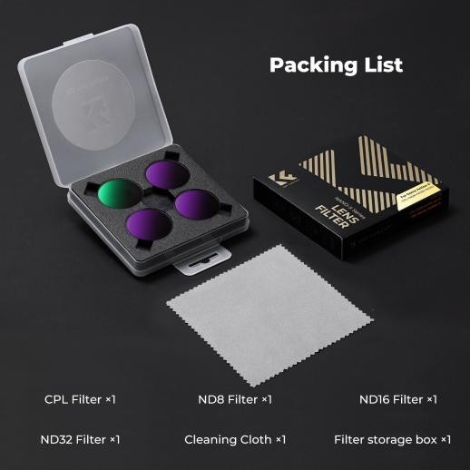 K&F CONCEPT Snap-on CPL ND Black Diffusion 1/4 Filter Kit for DJI Osmo Action 6