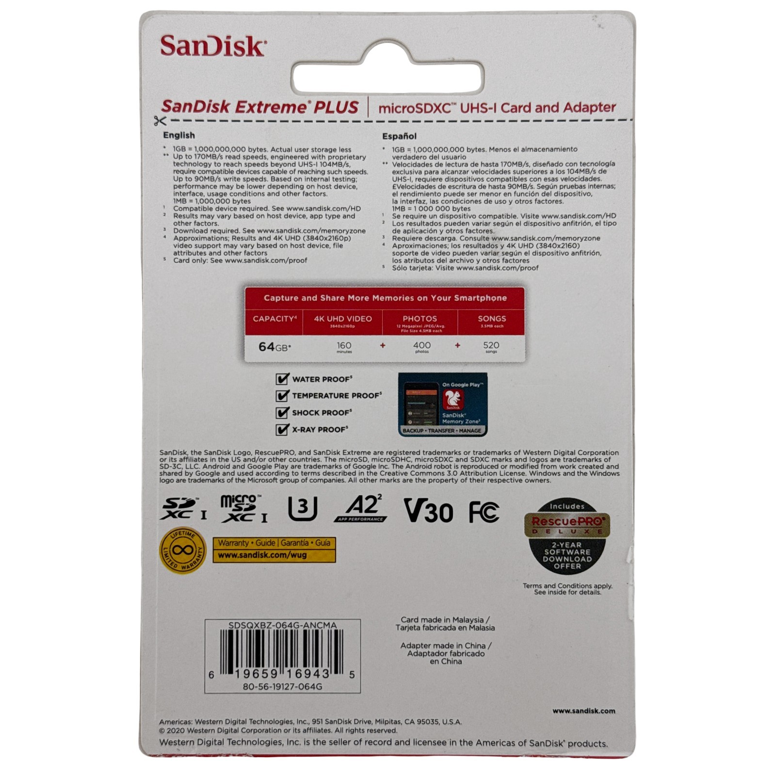 2 Pack SanDisk Extreme PLUS 64GB Class 10 microSDXC Memory Card NEW