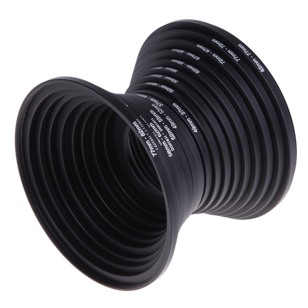 18 Pcs Filter Ring Adapter Set Lens Metal Stepping Rings Step Up Down Lenses