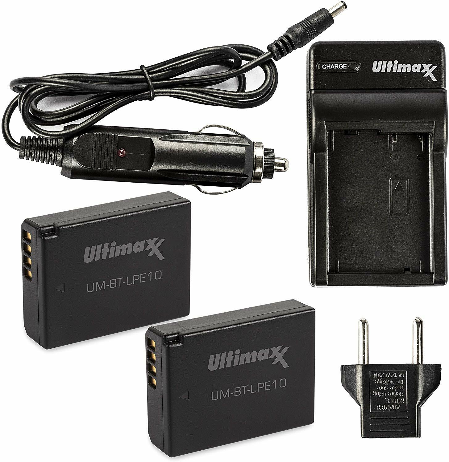 ULTIMAXX Travel Charger + Replacement Battery for Canon LPE10 – 1600mah