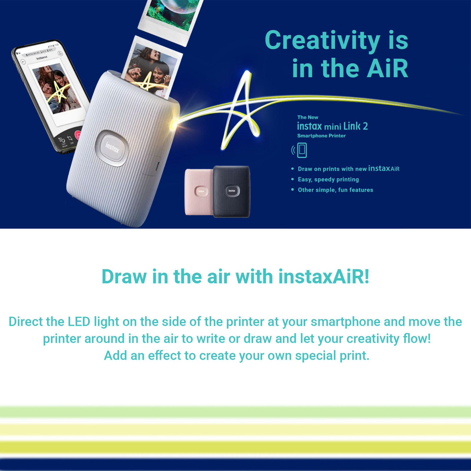 Fujifilm Instax Mini Link 2 Smartphone Printer Clay White | Case | Frames
