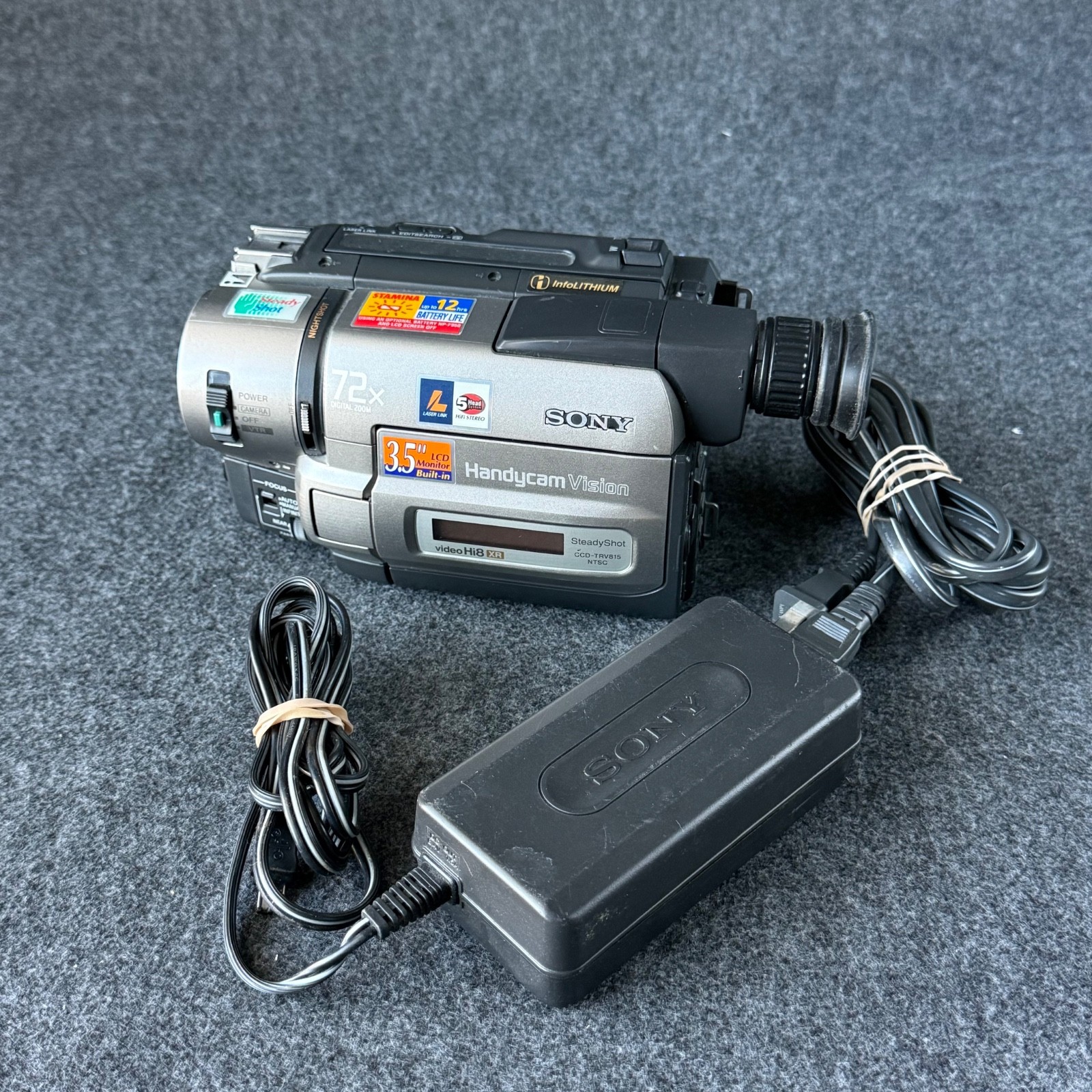 Sony Handycam CCD-TRV815 Hi8 Video Camera Camcorder Tested & Working No Battery